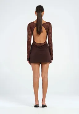 Benni Oskar Mini Dress Brown Size 6 for rent on The Volte - image 3