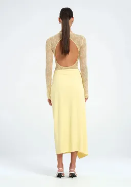 Benni Colton Midi Dress in Butter Size 8 for rent on The Volte - image 3