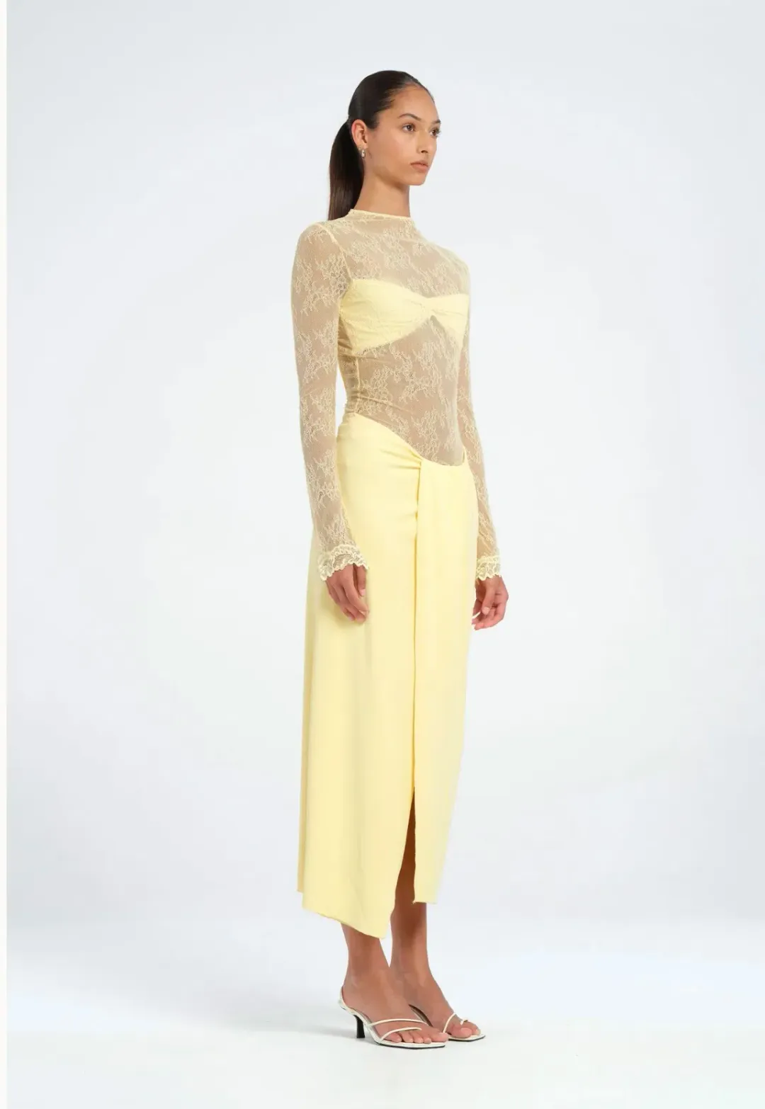 Benni Colton Midi Dress in Butter Size 8 for rent on The Volte - main image