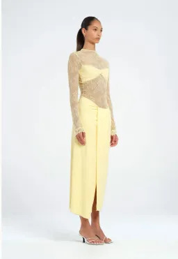 Benni Colton Midi Dress in Butter Size 8 for rent on The Volte - image 2