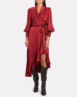 ZIMMERMANN Red Silk Wrap Midi Dress Size 8-10 for rent on The Volte - image 1