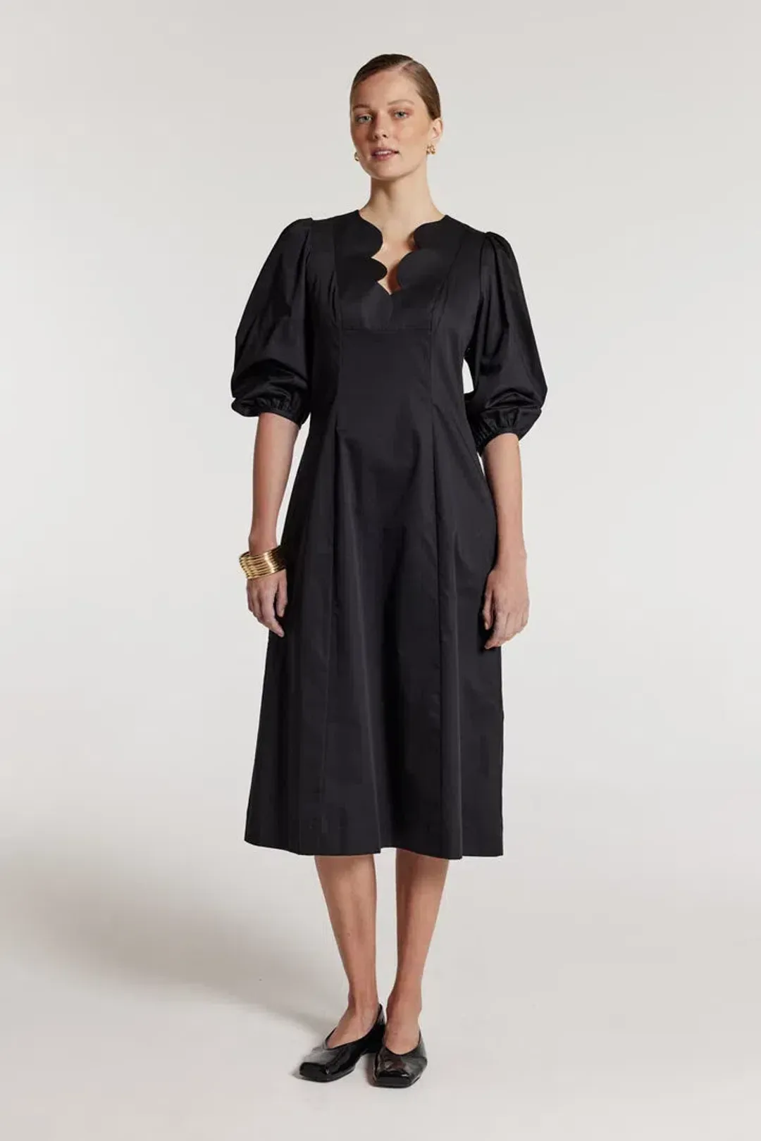 Perri Cutten Eloise Midi Dress Black Size AU 12 for rent on The Volte - main image