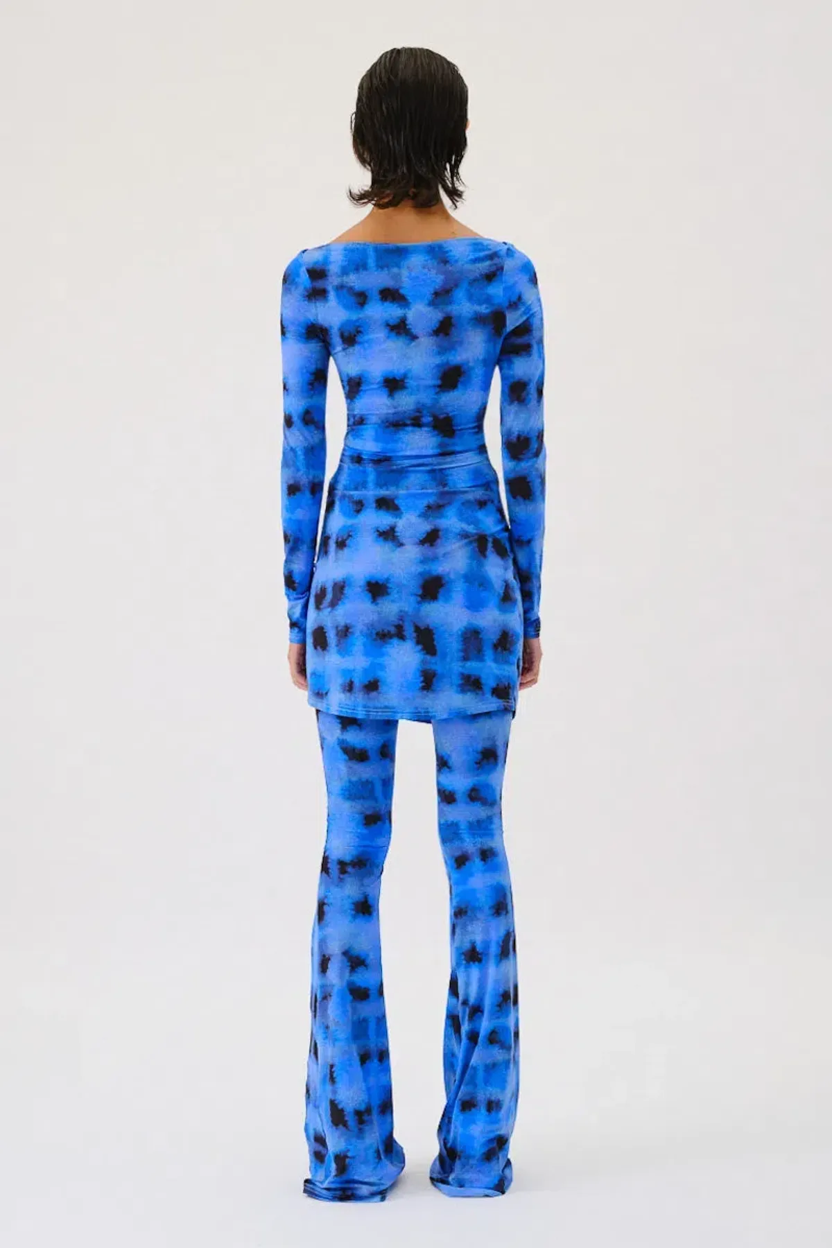 Suboo Shibori Long Sleeve Off Shoulder Dress Mini Blue Size 8 - Image 6