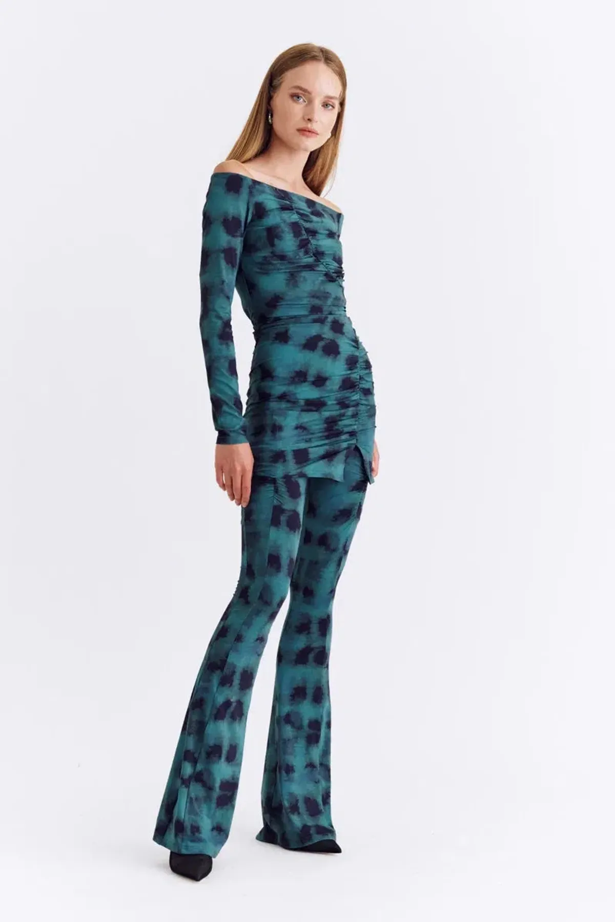 Suboo Shibori Gathered Pants Green Size 8/S - Image 3