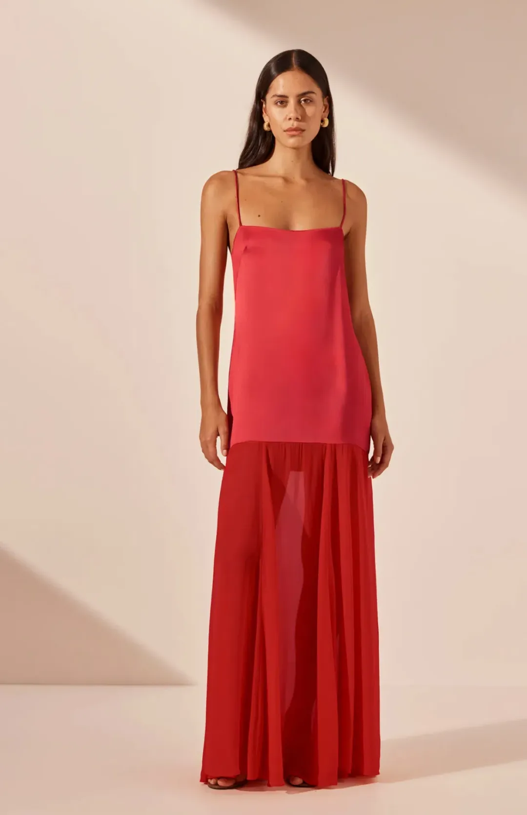 Shona Joy Moraya Dropped Waist Maxi Dress Chilli Size 10 for rent on The Volte - main image