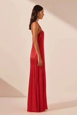 Shona Joy Moraya Dropped Waist Maxi Dress Chilli Size 10 for rent on The Volte - image 4