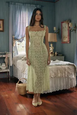 Mirror Palais The Macaron Midi Dress Pistachio Size 6 for rent on The Volte - image 1