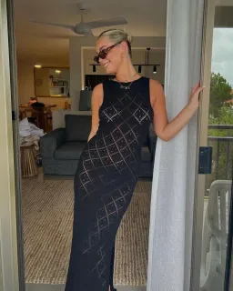 Dissh Sorrento Crochet Maxi Dress Black Size 10 for rent on The Volte - image 1