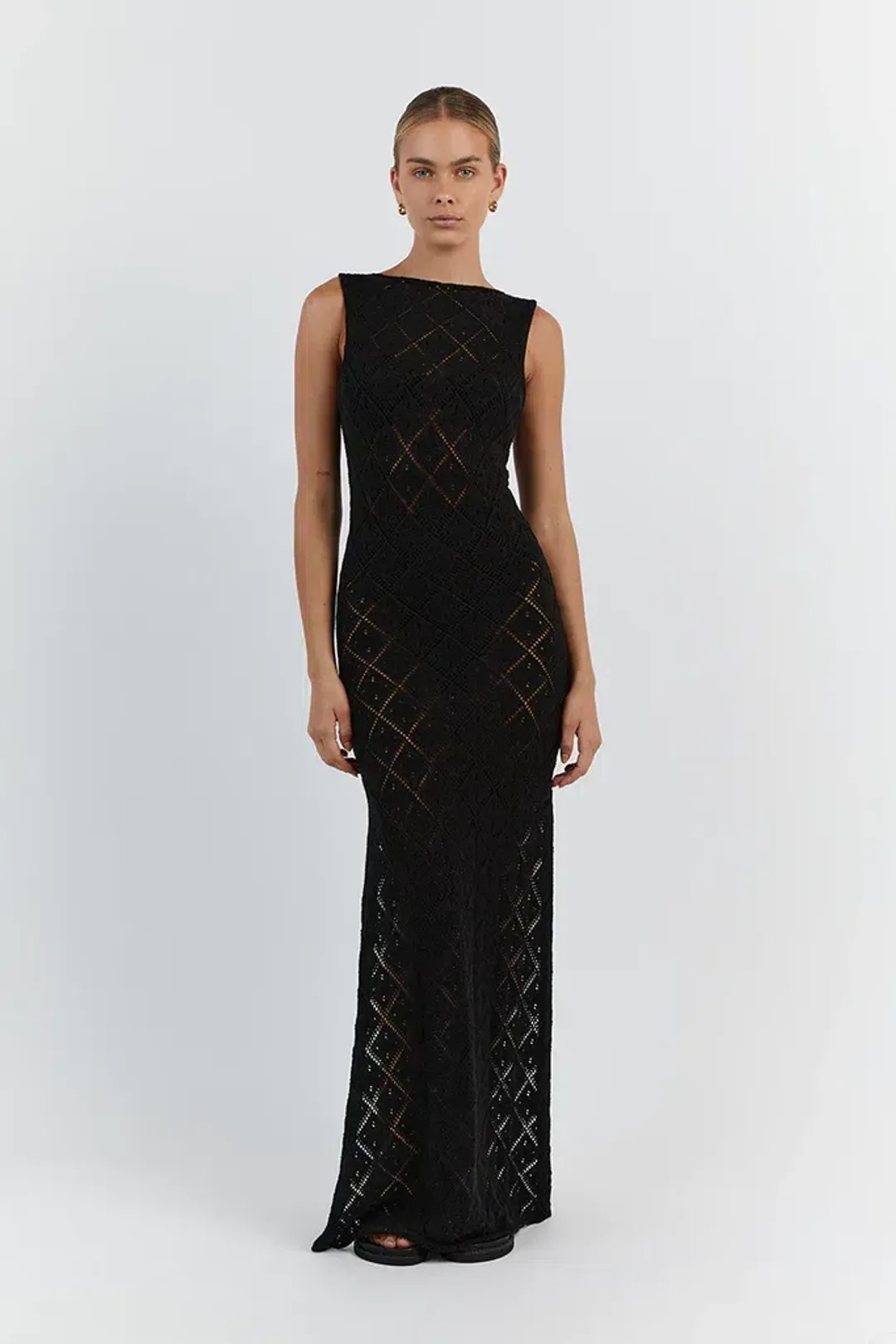 Dissh Sorrento Crochet Maxi Dress Black Size 10 for rent on The Volte - main image