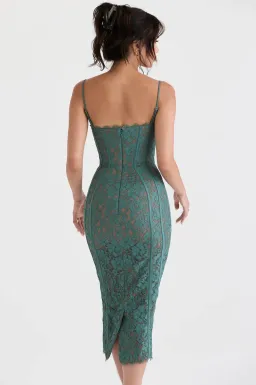 House of CB Joelle Forest Lace Midi Dress Green Size 10 for rent on The Volte - image 2