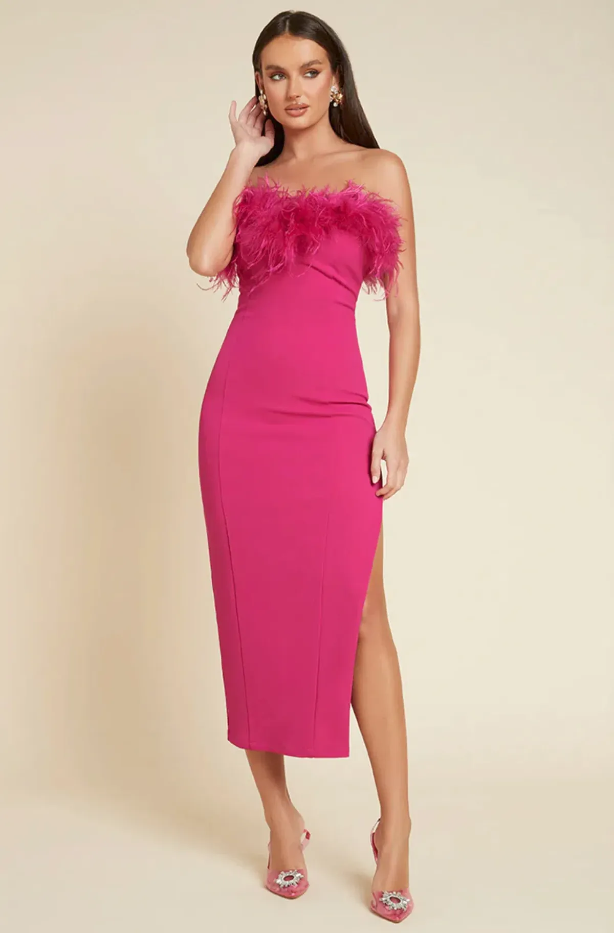 Runaway the Label Valentina Midi Dress Fuchsia Size 6 for rent on The Volte - main image