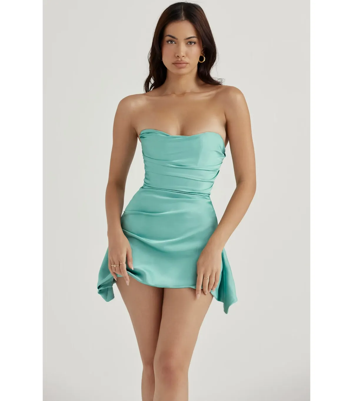 House of CB Jasmine Draped Strapless Corset Dress Jade Size M / AU 10 - Image 2