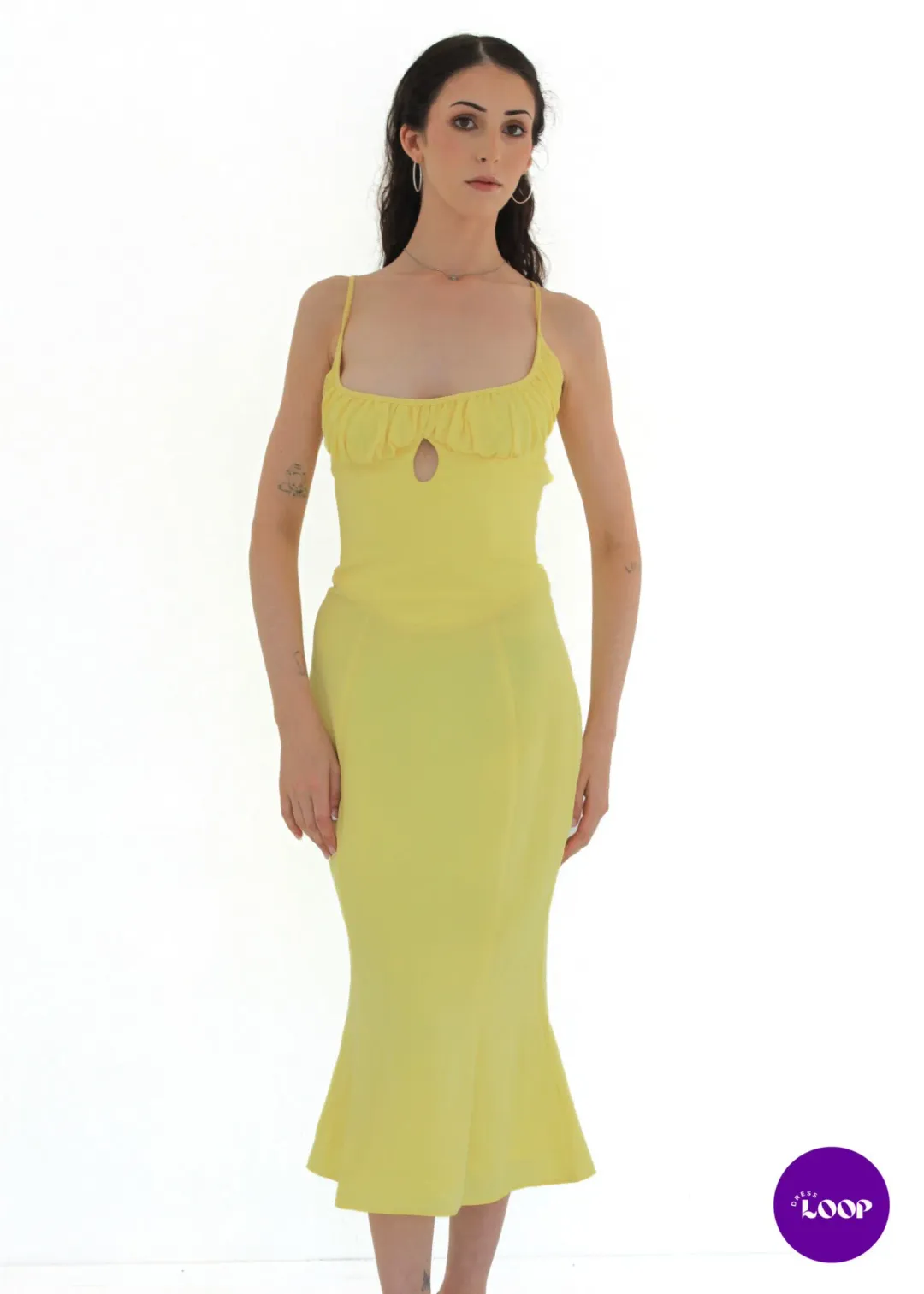 House Of Cb Soren Buttercup Cutout Midi Dress Size AU 8 for rent on The Volte - main image
