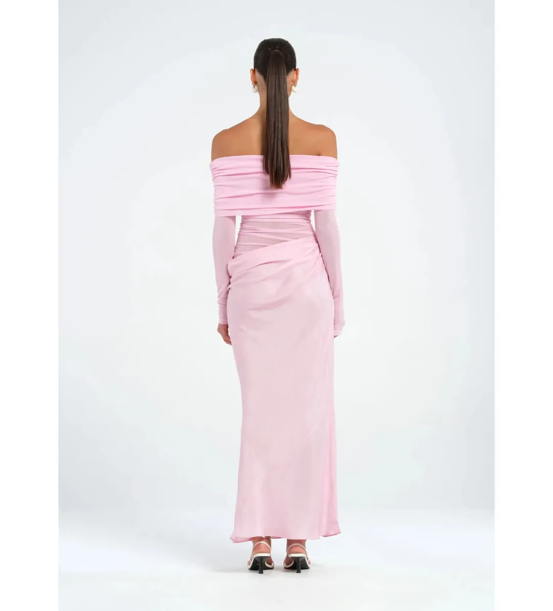 Benni Yasmin Off Shoulder Maxi Baby Pink Size 6 for rent on The Volte - main image