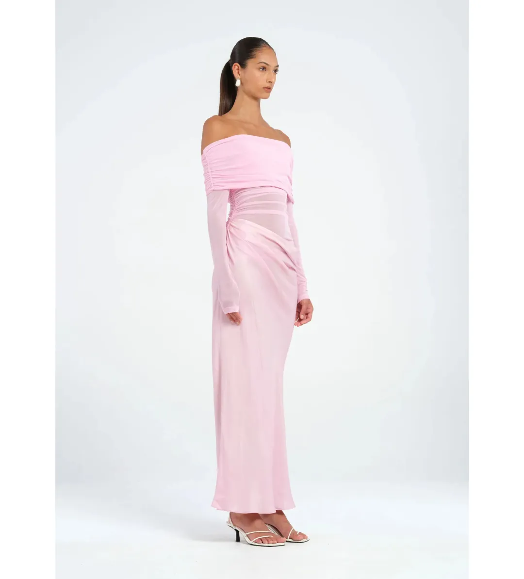 Benni Yasmin Off Shoulder Maxi Baby Pink Size 6 for rent on The Volte - main image