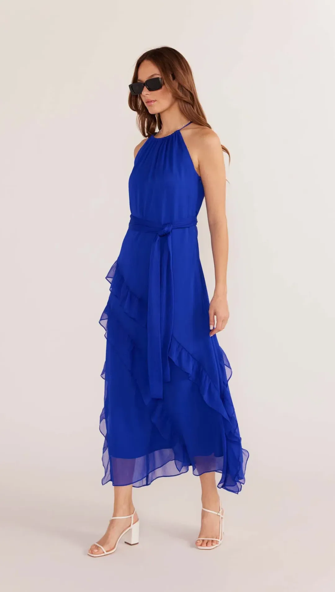 Minkpink Marina Frill Maxi Dress Blue Size XS / Size AU 6 for rent on The Volte - main image