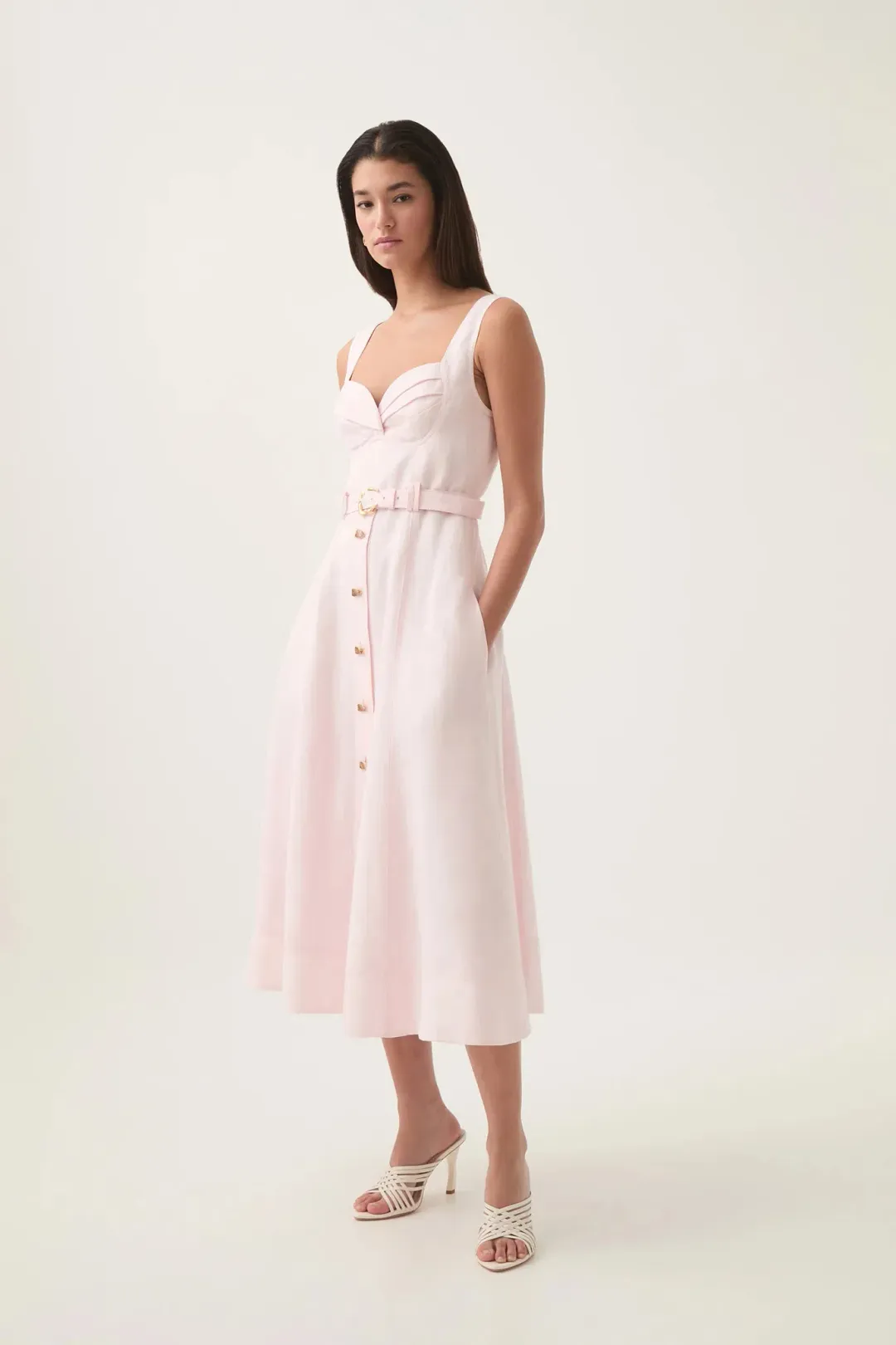 Aje Primary Belted Midi Blush AU Size 8 for rent on The Volte - main image