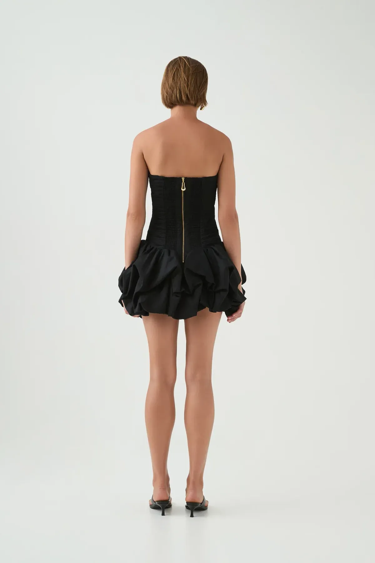 AJE Violette Bubble Hem Mini Dress in Black Size 8 - Image 3