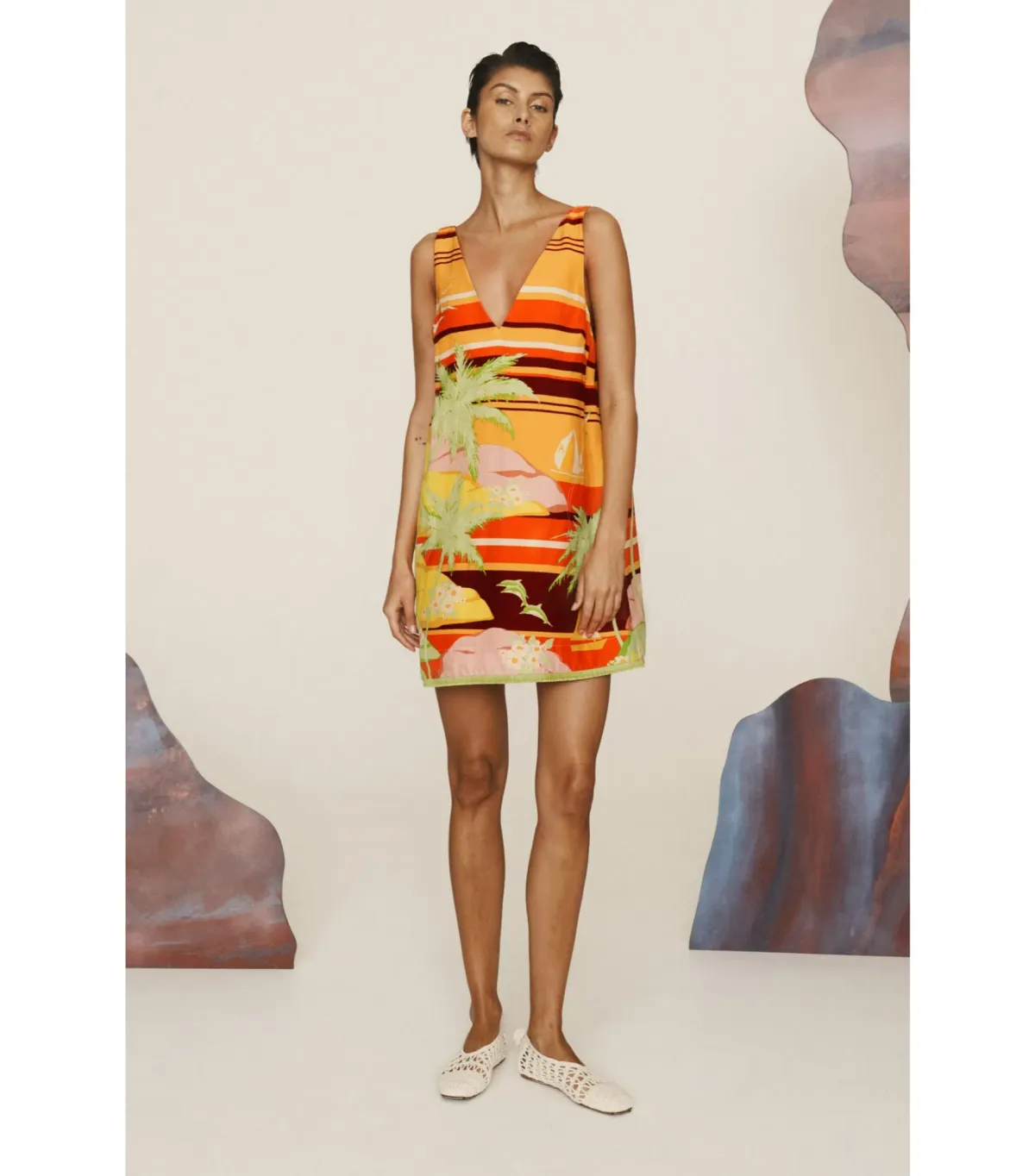 Alemais Palm Island Mini Dress Print Size AU 8 for rent on The Volte - main image