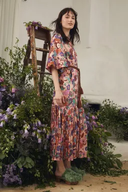Bohemian Traders Dress Pleated Dolman Dress Carnaby Flora Size 8 for rent on The Volte - image 2