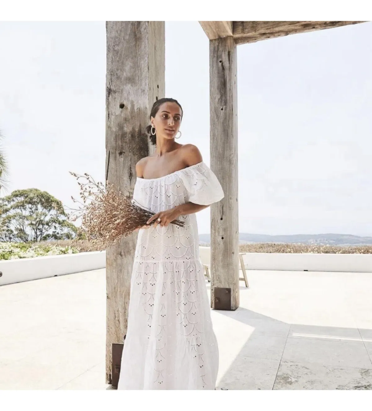 Palm Noosa Amalfi Broderie Anglais Maxi Dress White Size AU 10 - Image 2