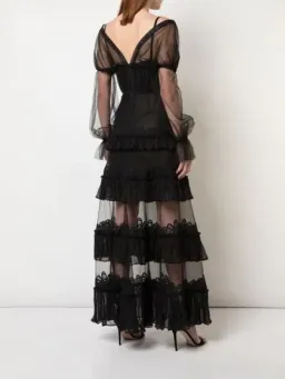 Jonathan Simkhai Lace Tulle Ruffle Dress Black Size 6 for rent on The Volte - image 2