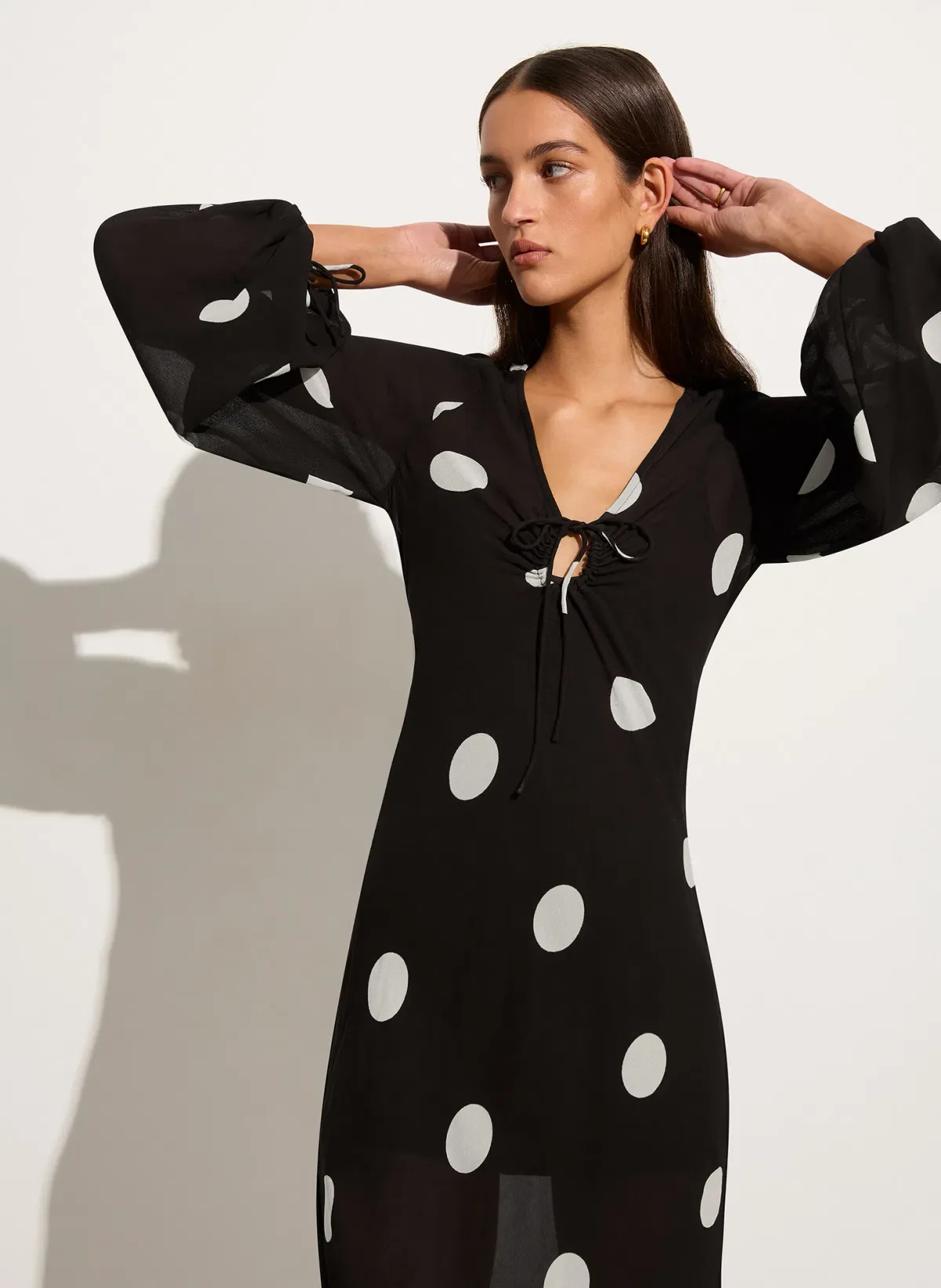 Faithfull The Brand Santos Maxi Dress Veia Polka Dot Chocolate Size AU 8 - Image 5