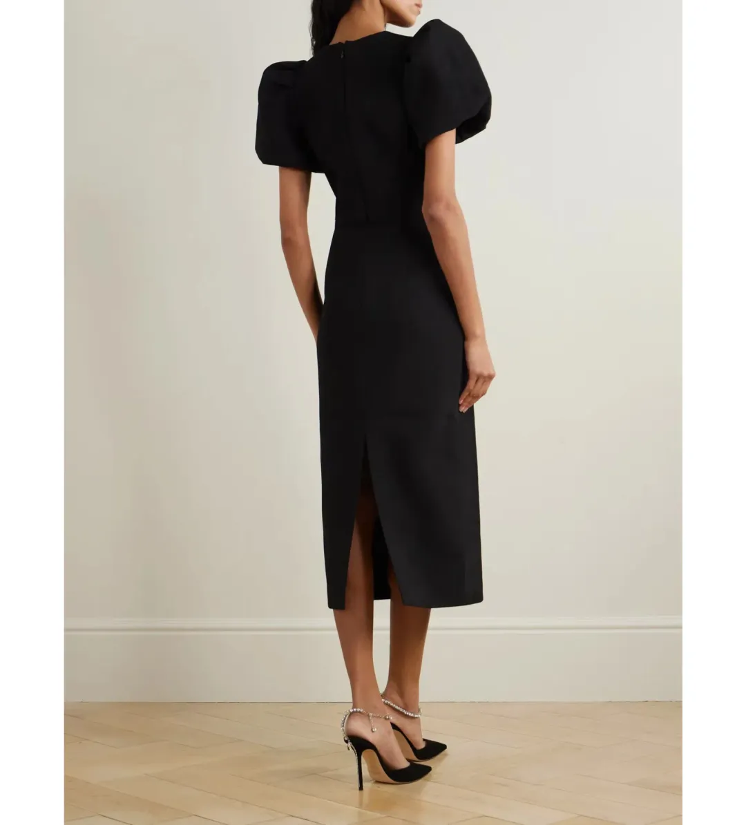 Rebecca Vallance Eliana Puff Sleeve Midi Dress Black Size 10 for rent on The Volte - main image