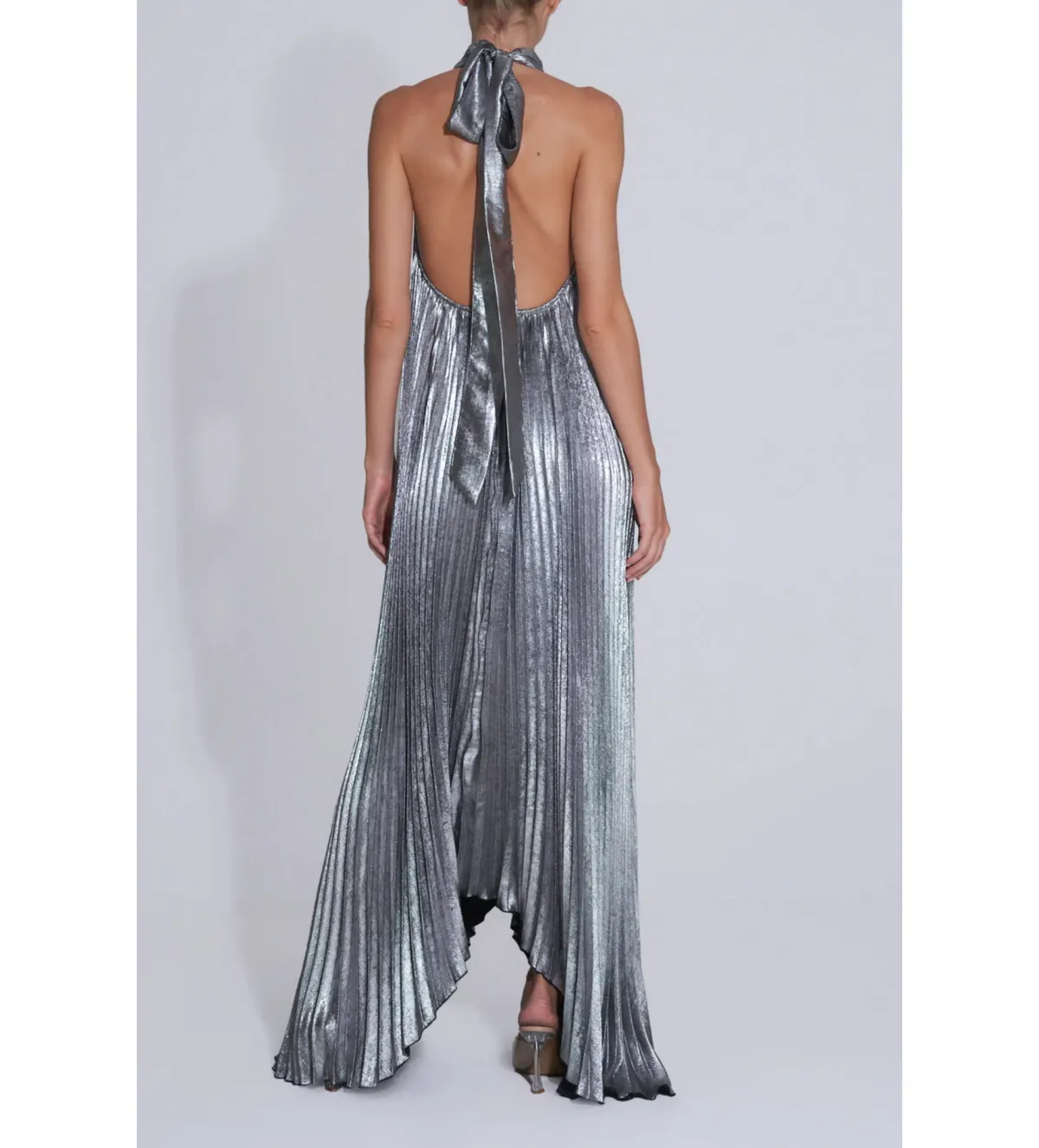 L'Idee Opera Gown Gunmetal Shimmer Size AU 8 - Image 4