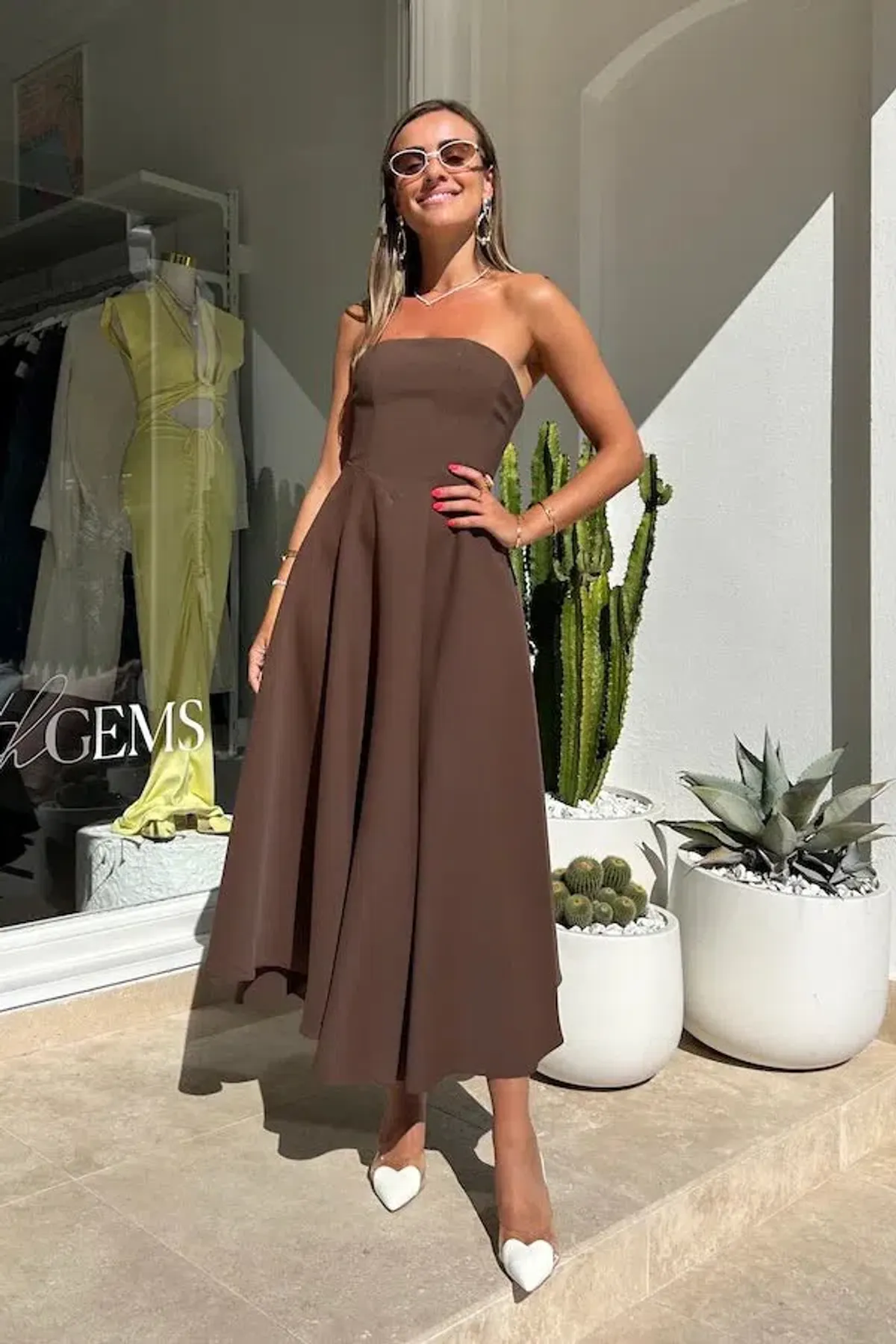 Odd Muse The Ultimate Strapless Jersey Midi Brown Size XS/AU 6 - Image 2