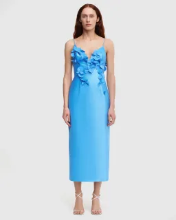 Acler Isla Column Midi Dress Blue Size 12 for rent on The Volte - image 1