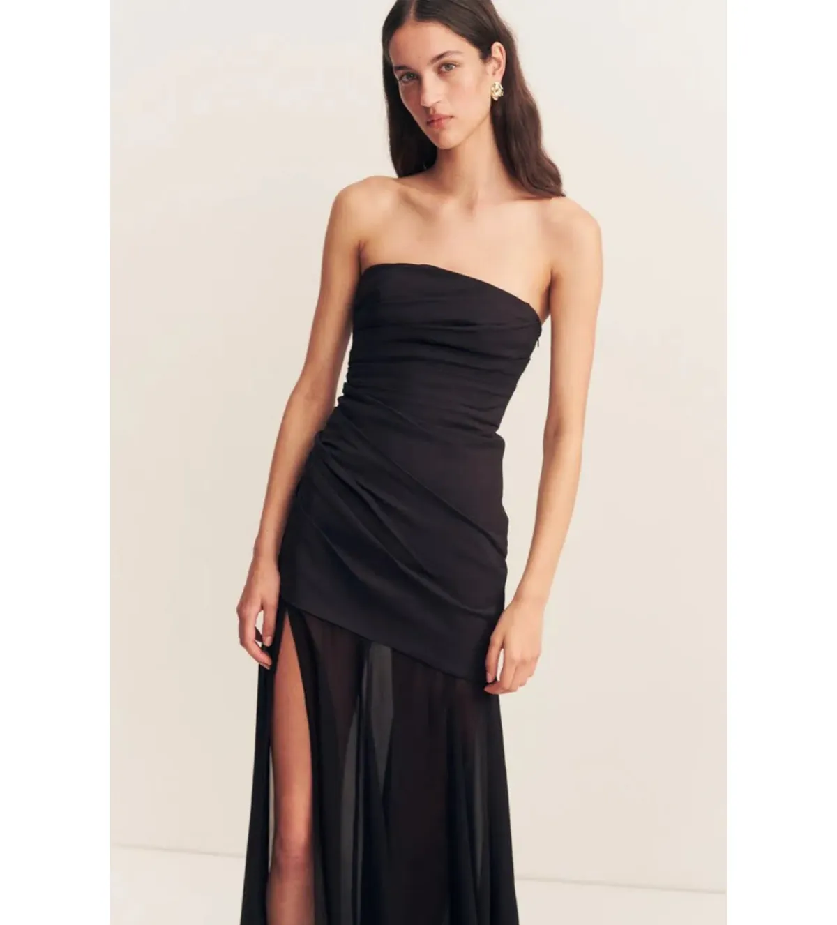 Shona Joy Blainey Strapless Draped Maxi Dress Black Size AU 8 - Image 5
