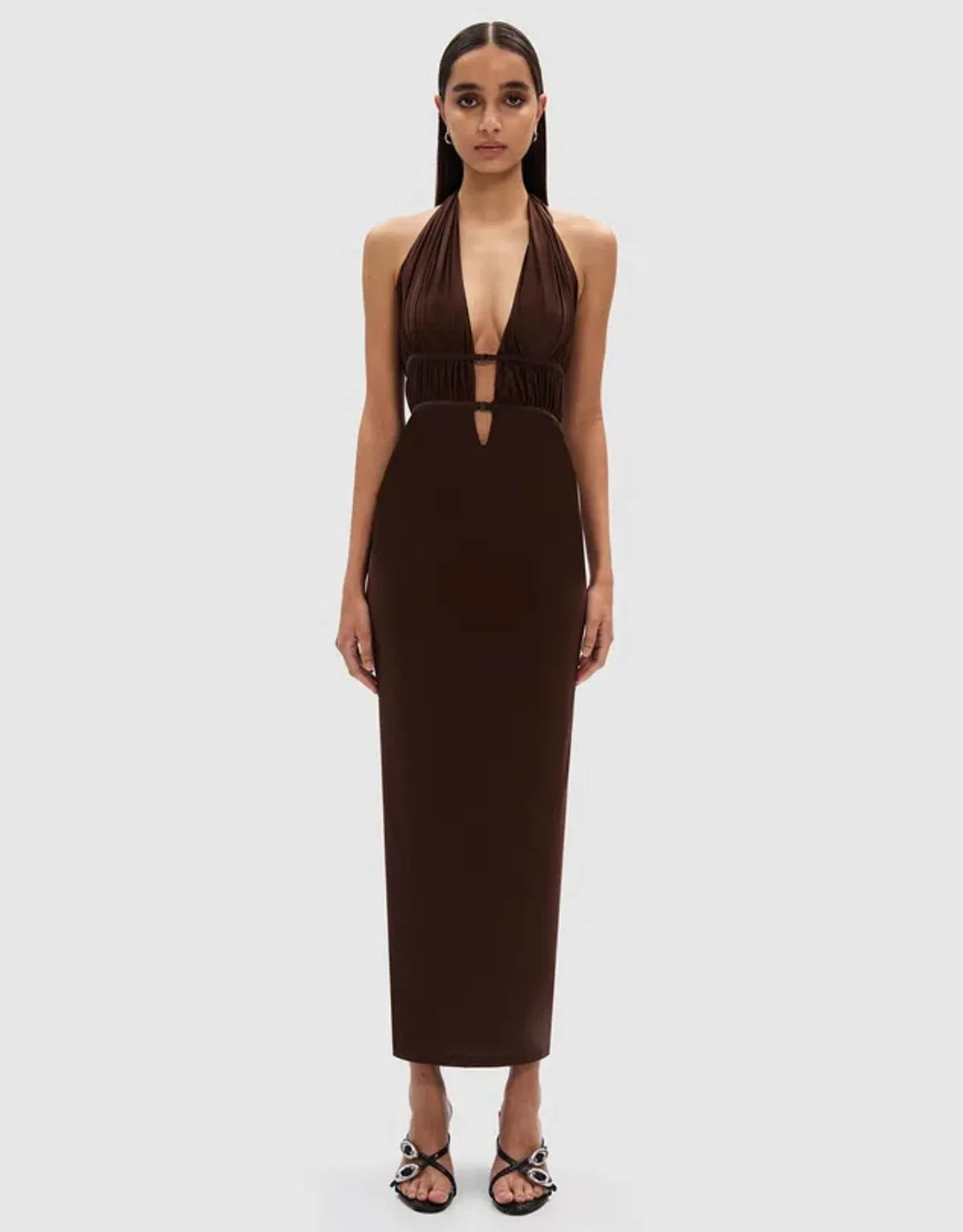 Misha Celine Mesh Midi Dress Espresso Size 6/XS - Image 1