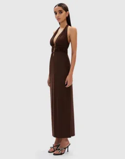 Misha Celine Mesh Midi Dress Espresso Size 6/XS for rent on The Volte - image 4