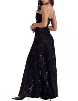 House of CB Seren Floral Lace Back Maxi Dress Black Size 8 for rent on The Volte - image 2