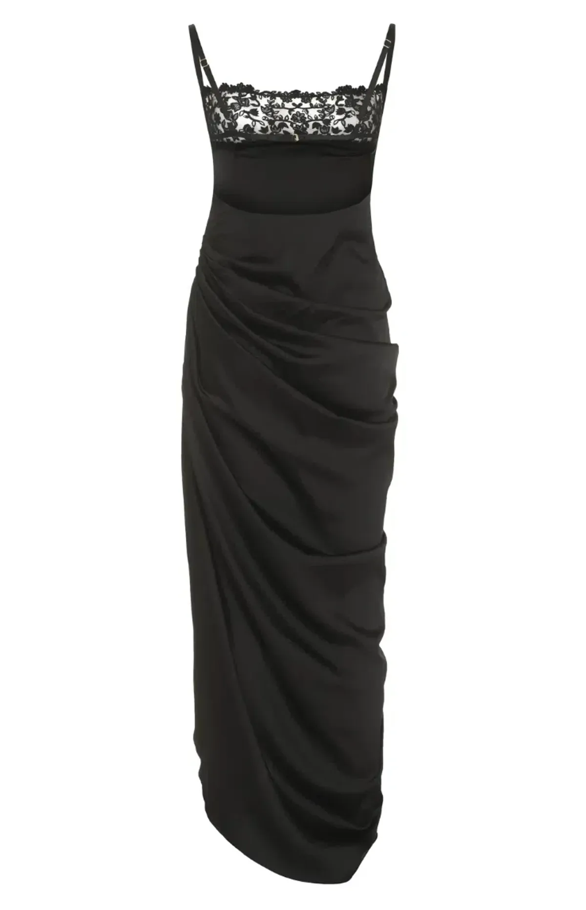 Jacquemus La Saudade Floral-Embroidered Asymmetric Maxi Dress Black Size 8 - Image 3