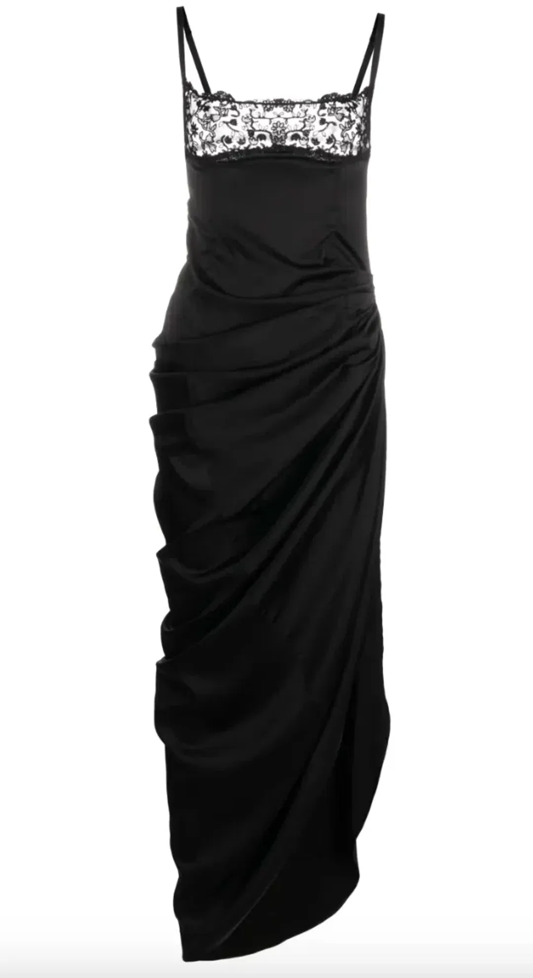 Jacquemus La Saudade Floral-Embroidered Asymmetric Maxi Dress Black Size 8 for rent on The Volte - main image