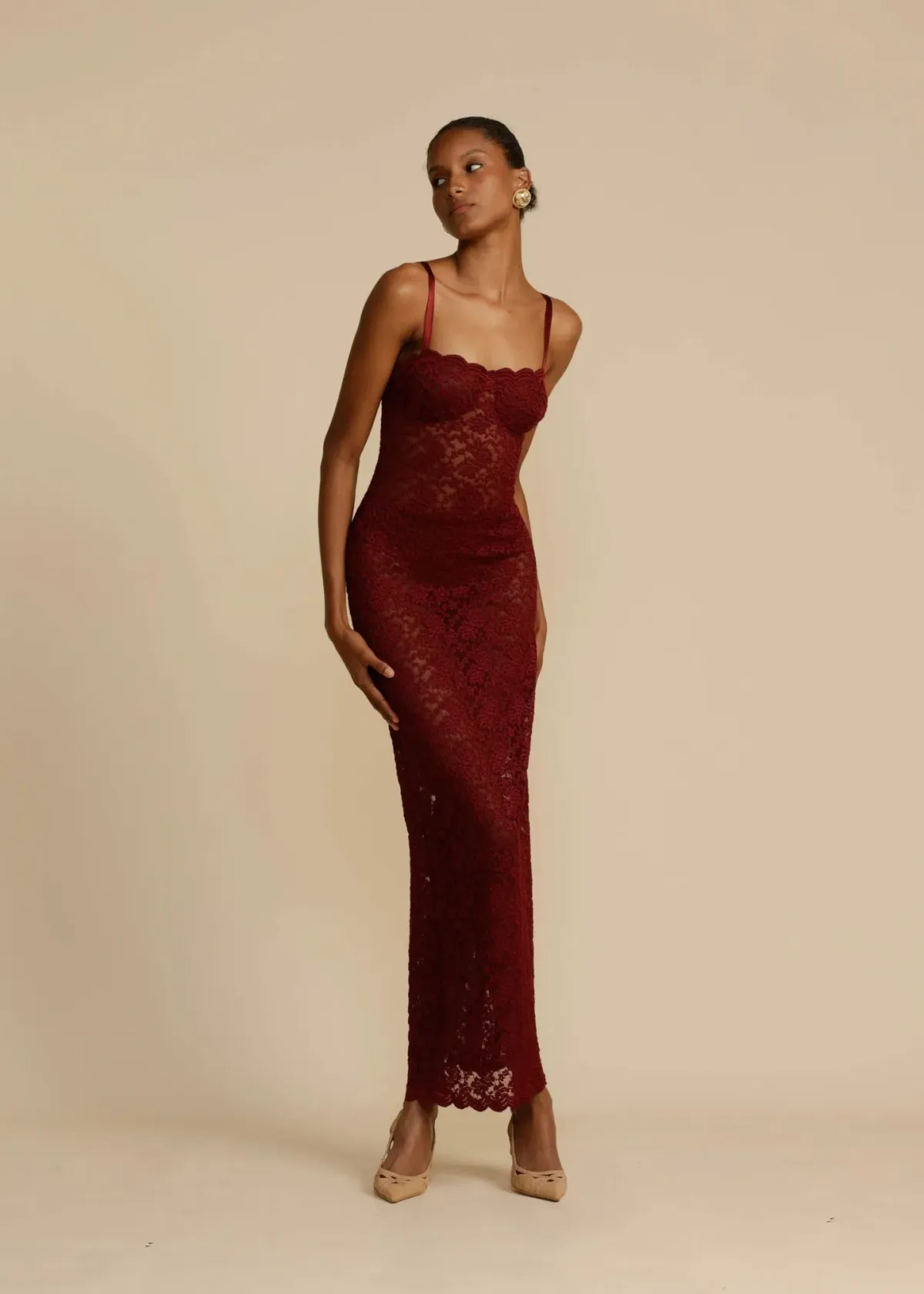 Arcina Ori Margot Lace Dress- Wine- Size XS / AU 6 - Image 2