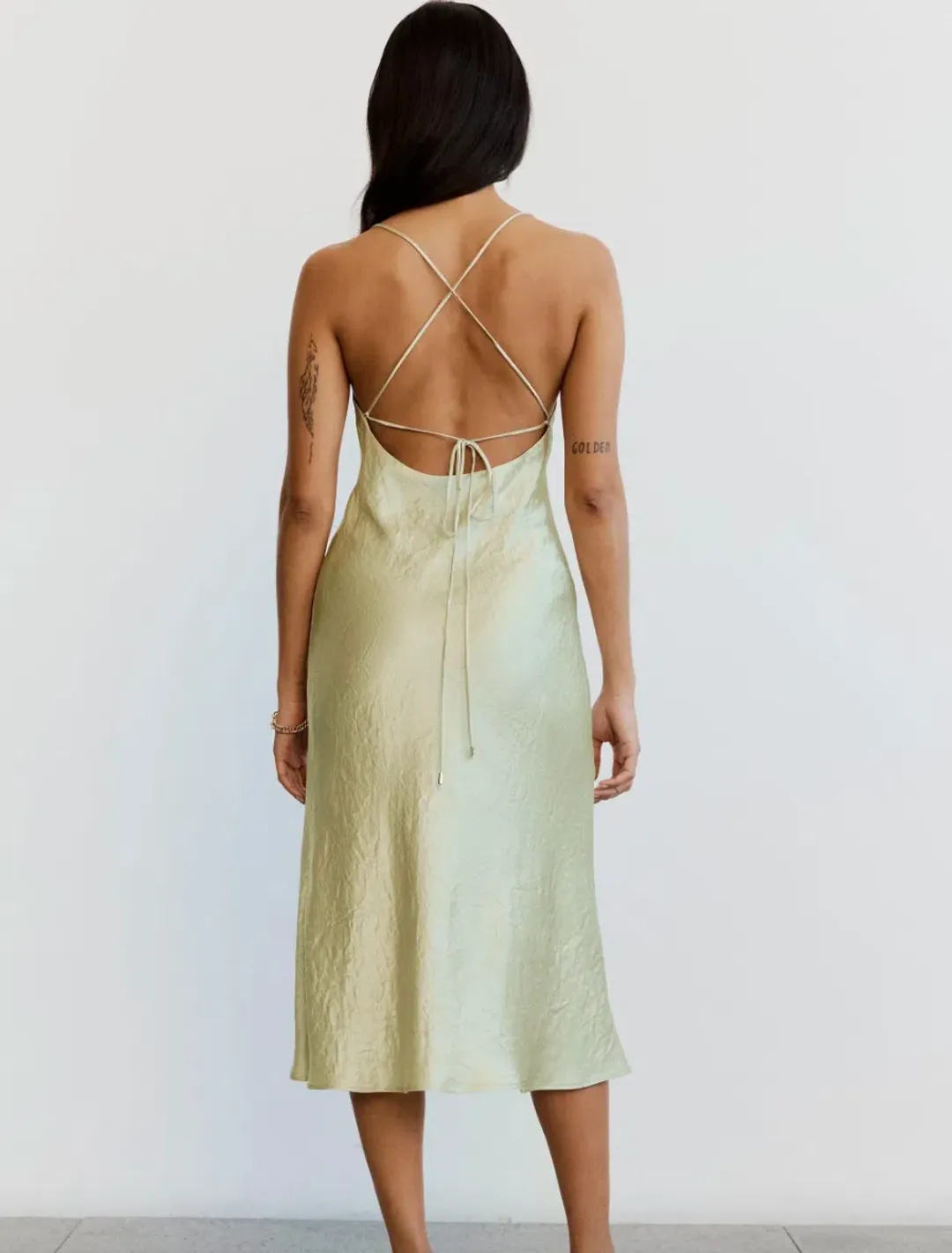 Crush Bias Cowl Slip Champagne Midi Size AU 8 for rent on The Volte - main image