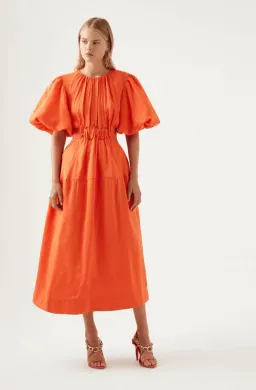 Aje Cosette Tie Back Midi Dress Orange Size 6 for rent on The Volte - image 1