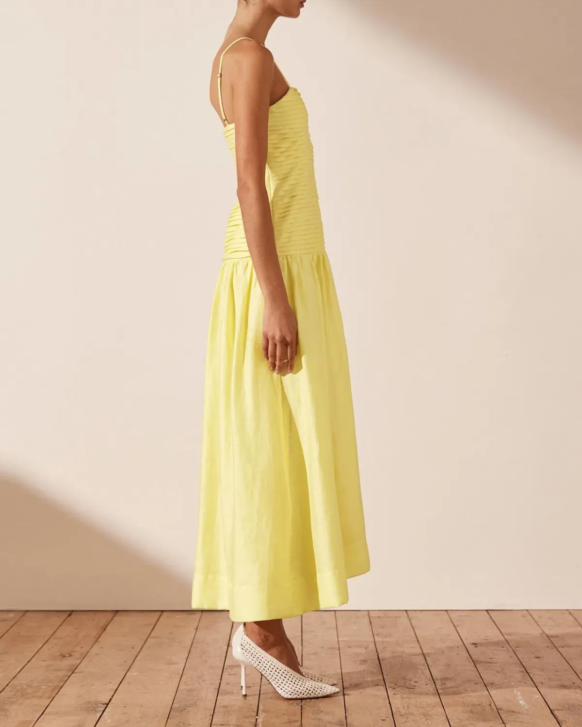 Shona Joy Thea Keyhole Midi Dress Yellow Size AU 8 - Image 3