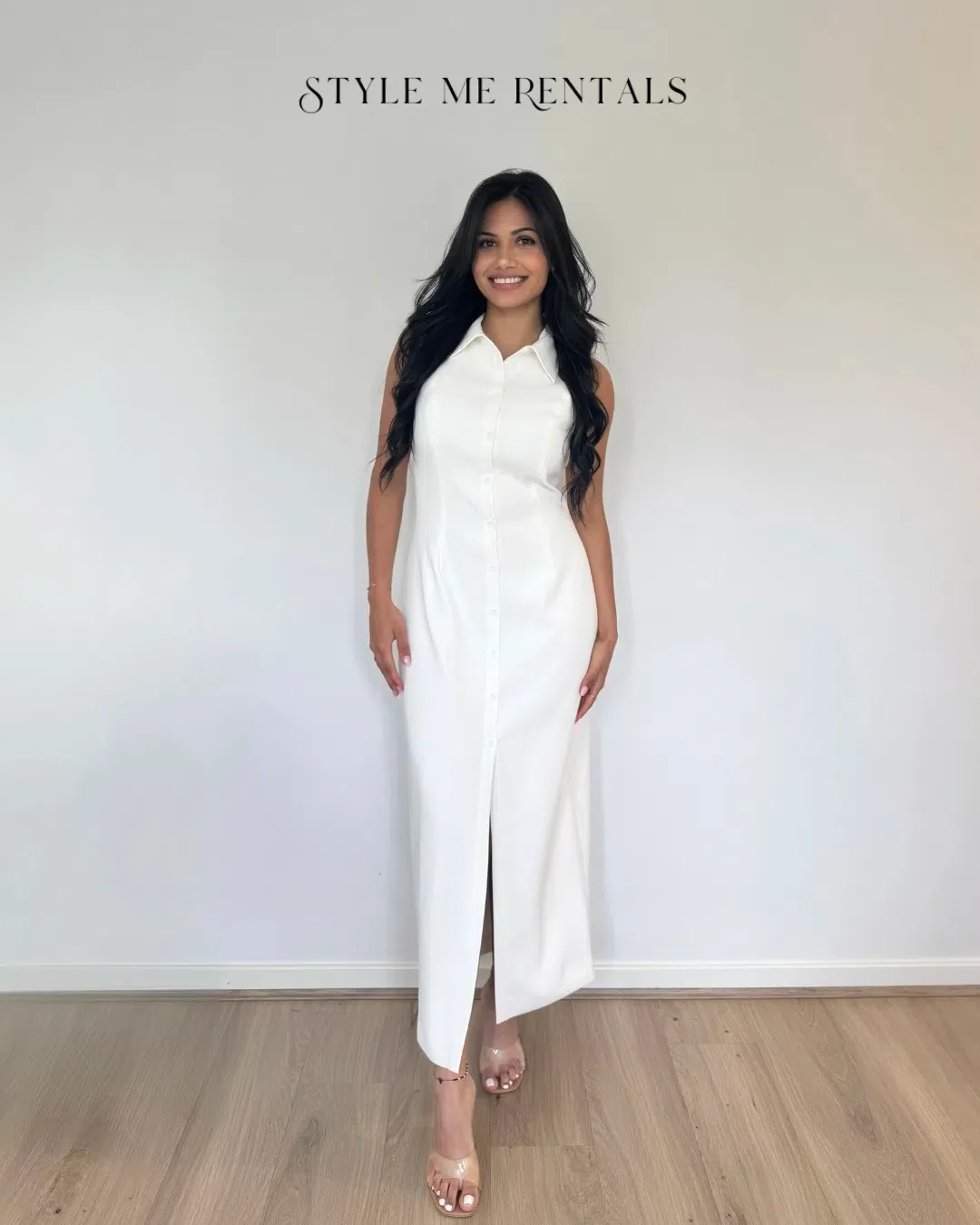 Odd Muse Collar Maxi Dress White Size M for rent on The Volte - main image