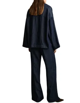 Reiss Reed Deep V Woven Top in Indigo Size UK 12 / AU 12 for rent on The Volte - image 3