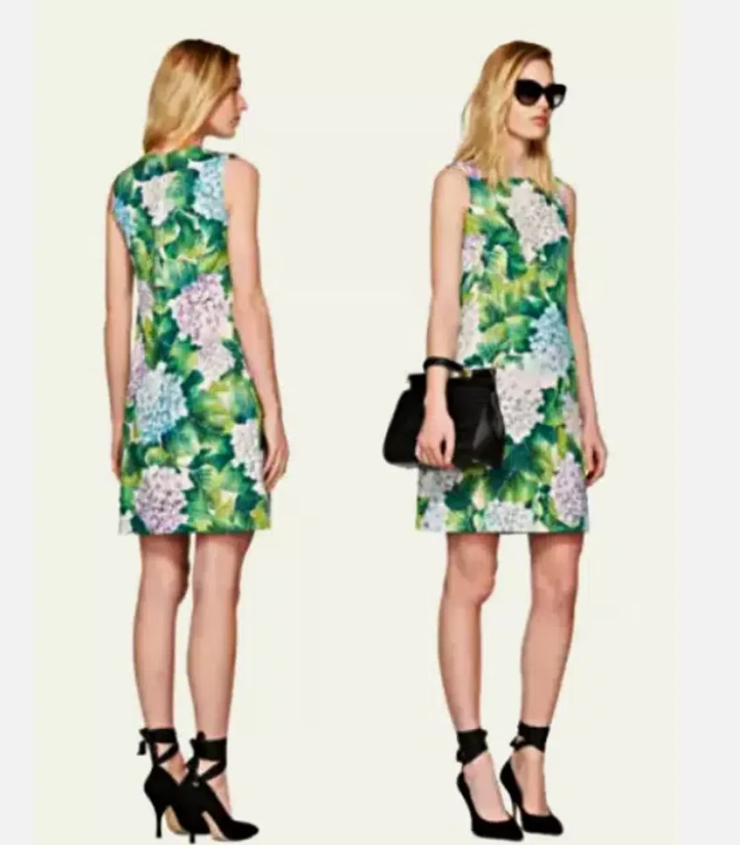 Dolce & Gabbana Hydrangea Print Shift Mini Dress Floral Size 6 for rent on The Volte - main image