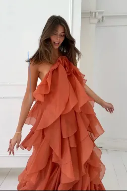 Aje Pandorea Maxi Dress Coral Clay Size 16 for rent on The Volte - image 4