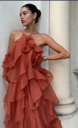Aje Pandorea Maxi Dress Coral Clay Size 16 for rent on The Volte - image 3