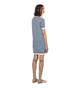 Dolce & Gabbana Blue Knit GG Mini Dress Printed Size 10 for rent on The Volte - image 4