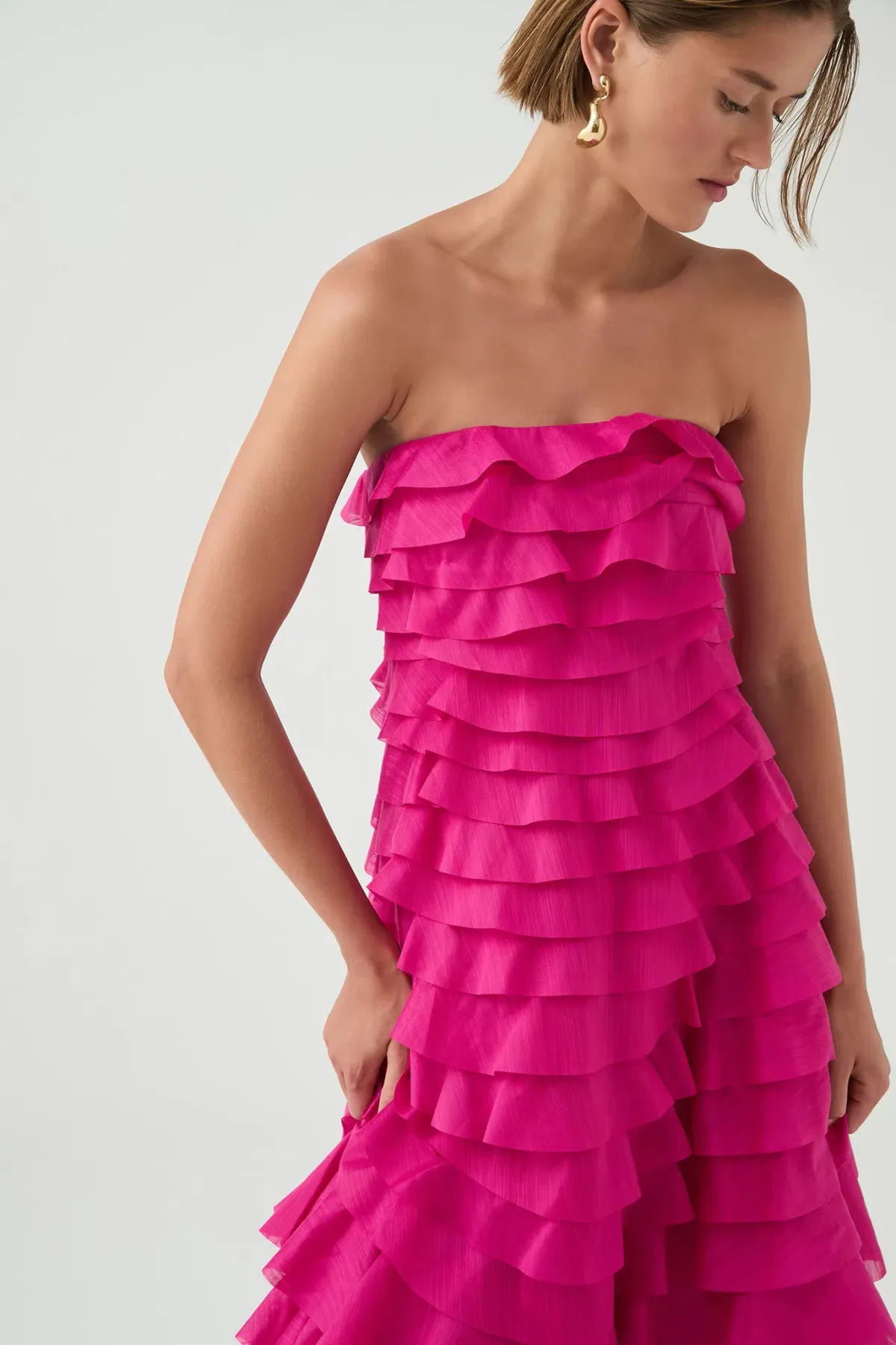 Aje Fleur Pleated Gown Pink Size 6 - Image 8