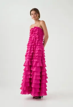 Aje Fleur Pleated Gown Magenta Size 10 for rent on The Volte - image 9