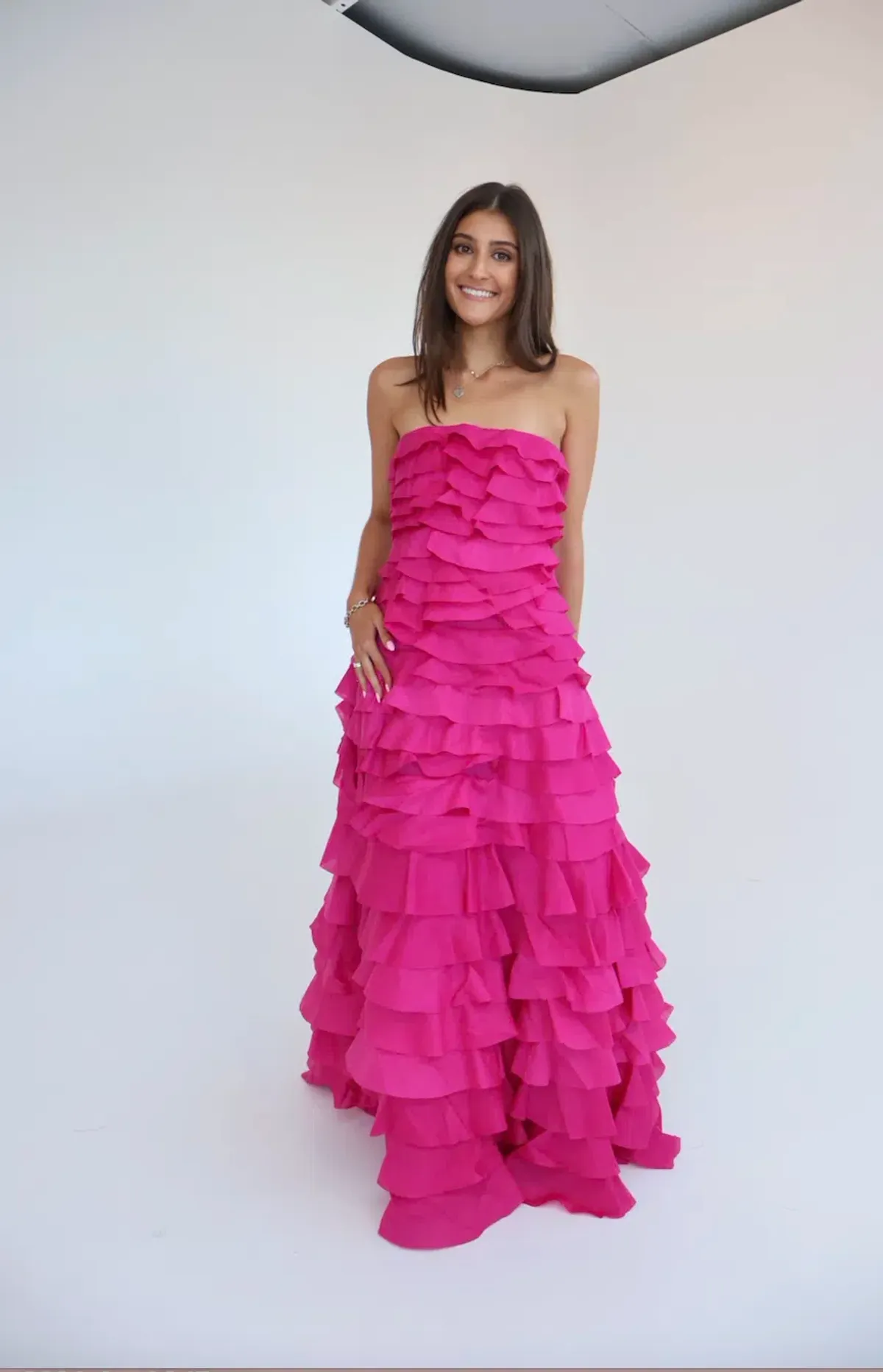 Aje Fleur Pleated Gown Magenta Size 10 for rent on The Volte - main image